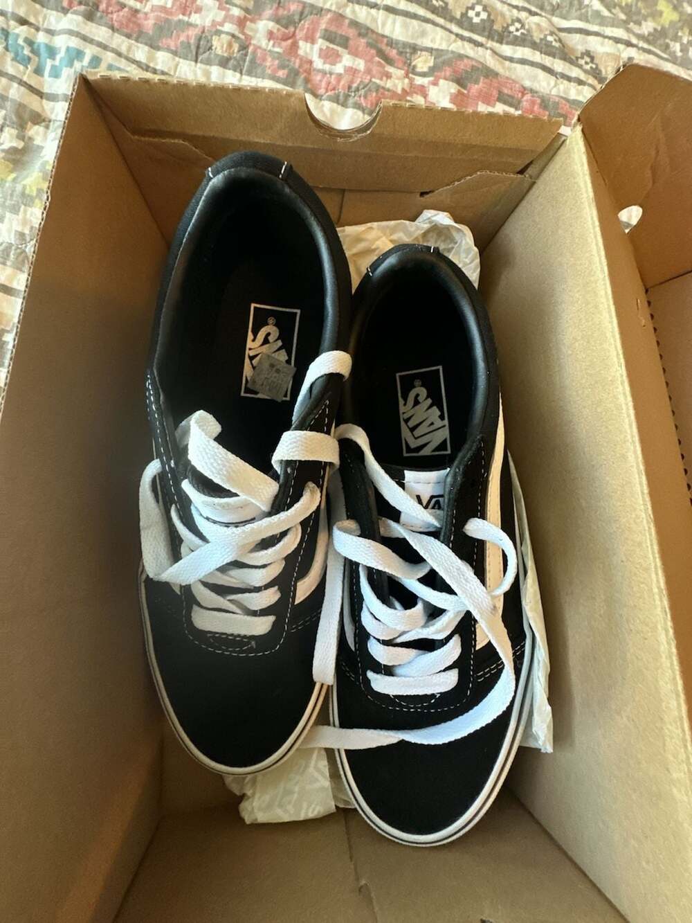 Vans Ward Black and White Low Top Skate Shoes